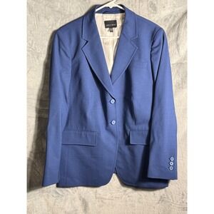 Judith Charles Blue Tailored Blazer wool blend Women Size 12 Two Button Pockets